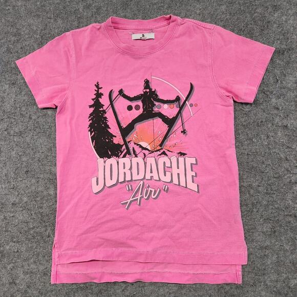 VTG 90s Jordache Women XS Pink Skiing Air USA Made Single Stitch Graphic T Shirt - Picture 3 of 10